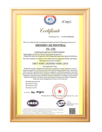 iso 45001 occupational health safety certificate ldk ISO 4500 occupational health and safety management certificate for LDK