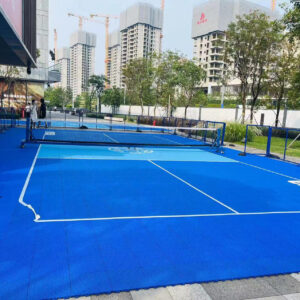 DIY Pickleball Court Kit With Interlocking Tiles And Portable Net System