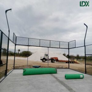 Outdoor panoramic padel court installation in Bonaire for commercial sports facility