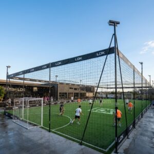 Flexible mesh soccer cage for outdoor football training in Dominican Republic