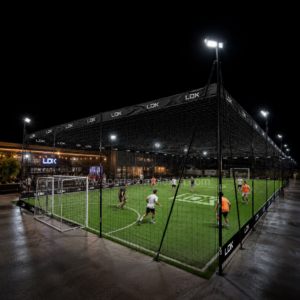 Flexible mesh soccer cage for outdoor football training in Dominican Republic