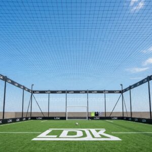 Indoor view of flexible mesh football cage arena by LDK