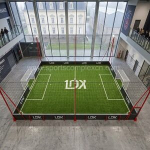 Mini indoor soccer cage pitch with composite rebound boards in France