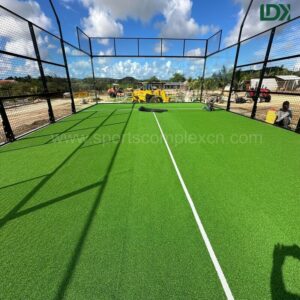 Finished panoramic padel court with artificial turf in Bonaire island environment