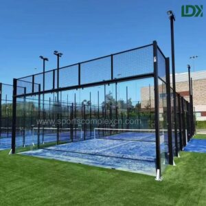 Professional outdoor padel court with glass walls installed in South Africa