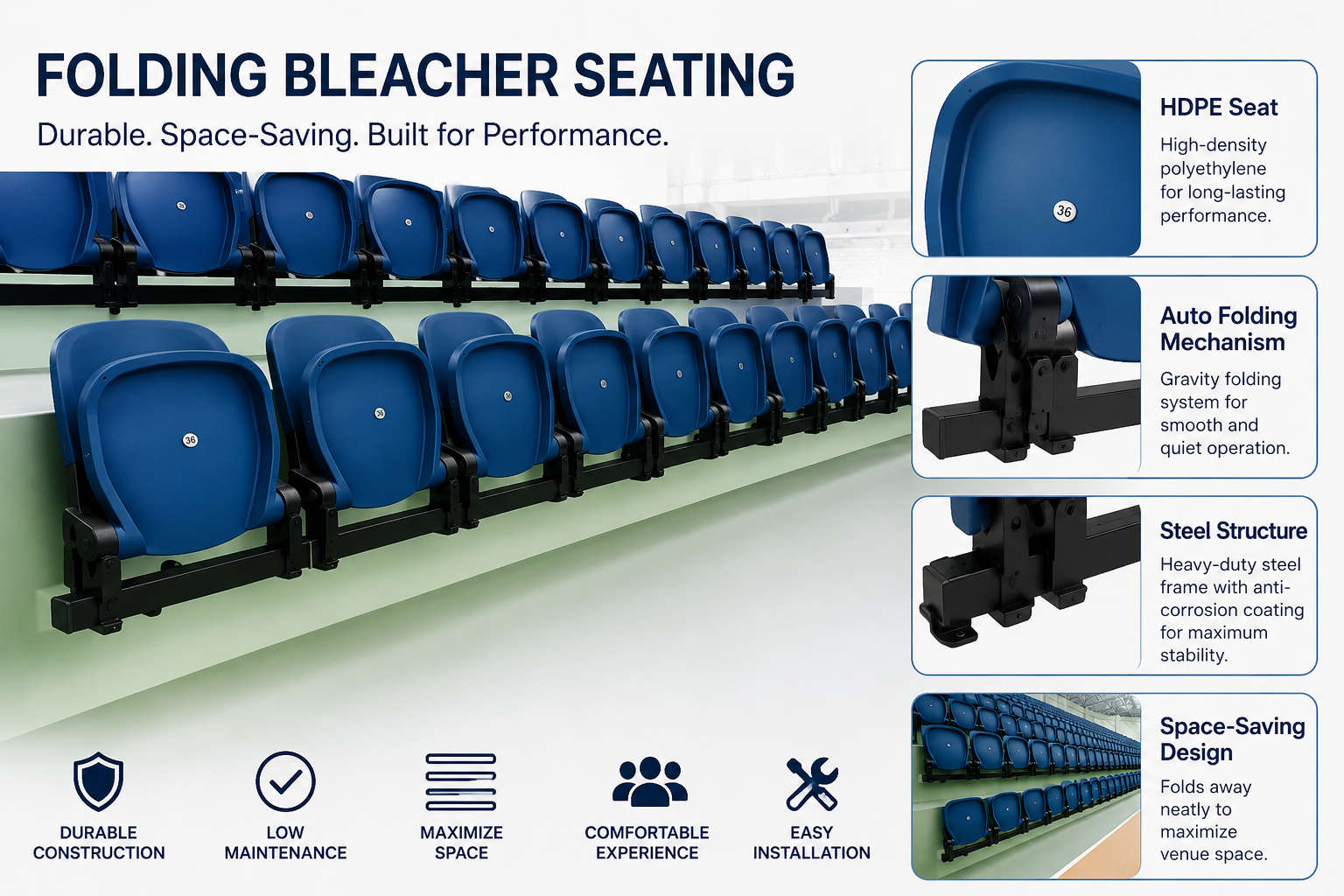 basketball gym bleachers steaing supplier