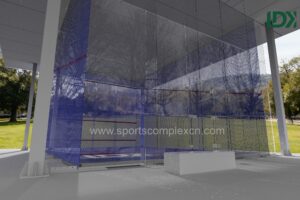 blue outdoor glass squash court solution