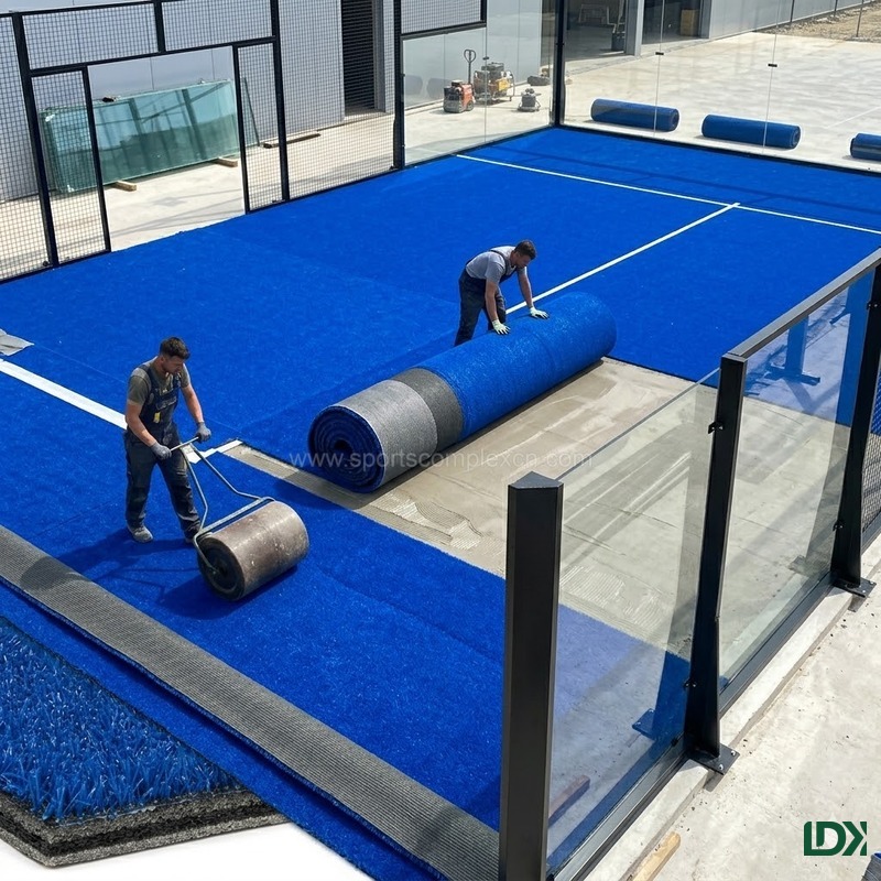 commercial blue padel turf custom design Commercial blue padel turf with custom design for modern padel court projects