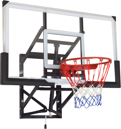 Wall mounted adjustable basketball hoop LDK1019B with professional glass backboard.