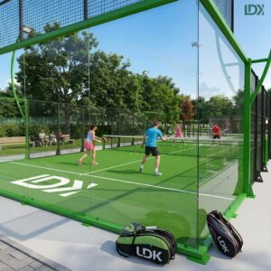 panoramic padel court features 12mm tempered safety glass