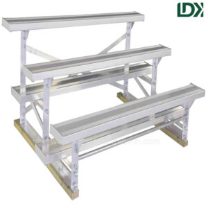 LDK20020C 3-Tier Aluminum Bleachers Render, Durable Soccer Stadium Seats