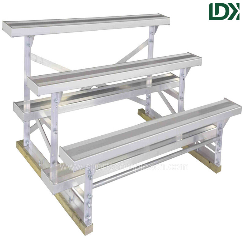 LDK20020C 3-Tier Aluminum Bleachers Render, Durable Soccer Stadium Seats
