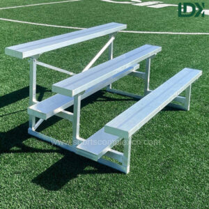 LDK 3-Row Aluminum Bleachers On Artificial Turf, Anti-UV Soccer Stadium Seats