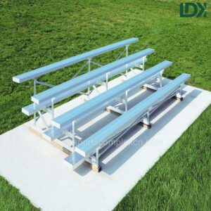 3-Row Portable LDK Aluminum Soccer Bleachers Installed On Outdoor Grass Field