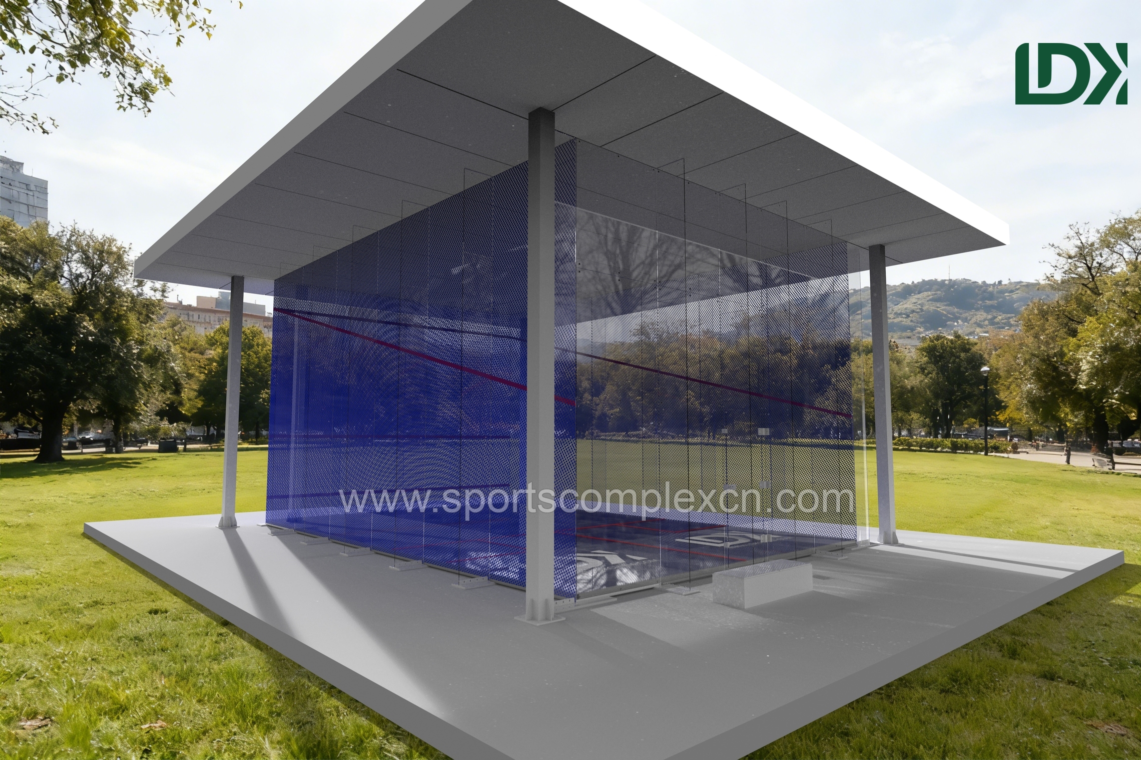premium commercail outdoor glass squash court project