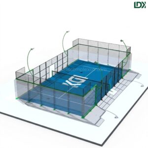 360 Degrees Panoramic Padel Court with Full Glass Design and LED Lighting