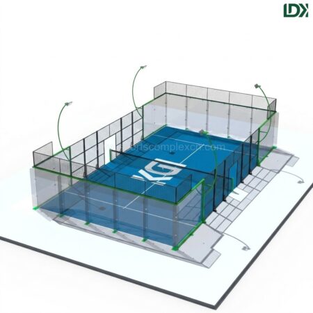 360 Degrees Panoramic Padel Court with Full Glass Design and LED Lighting