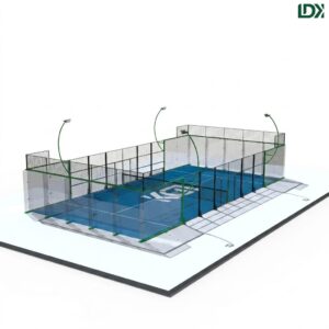 Side View of 360 Degrees Panoramic Padel Court with Frameless Glass System
