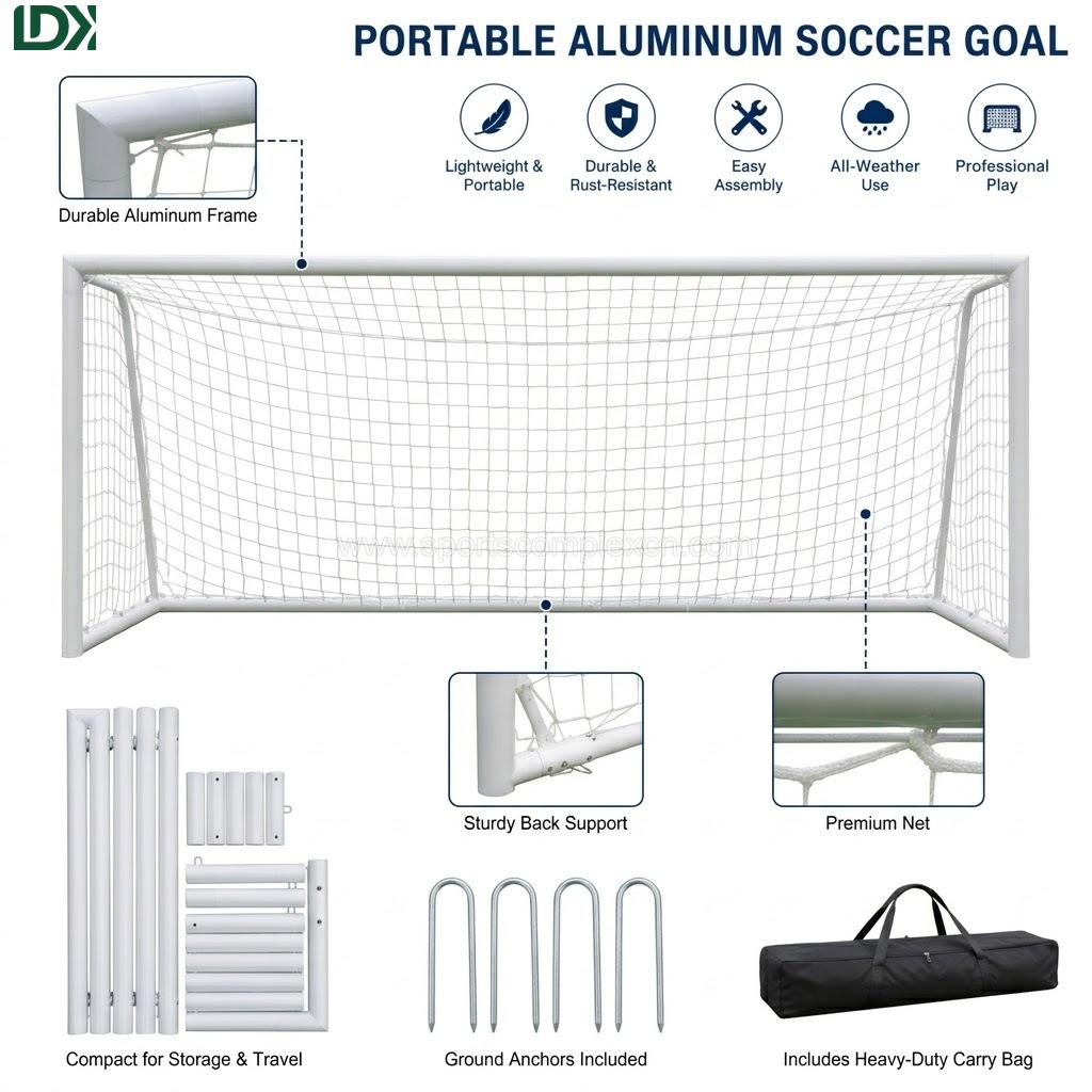 5m x 2m portable aluminum soccer goal for football training