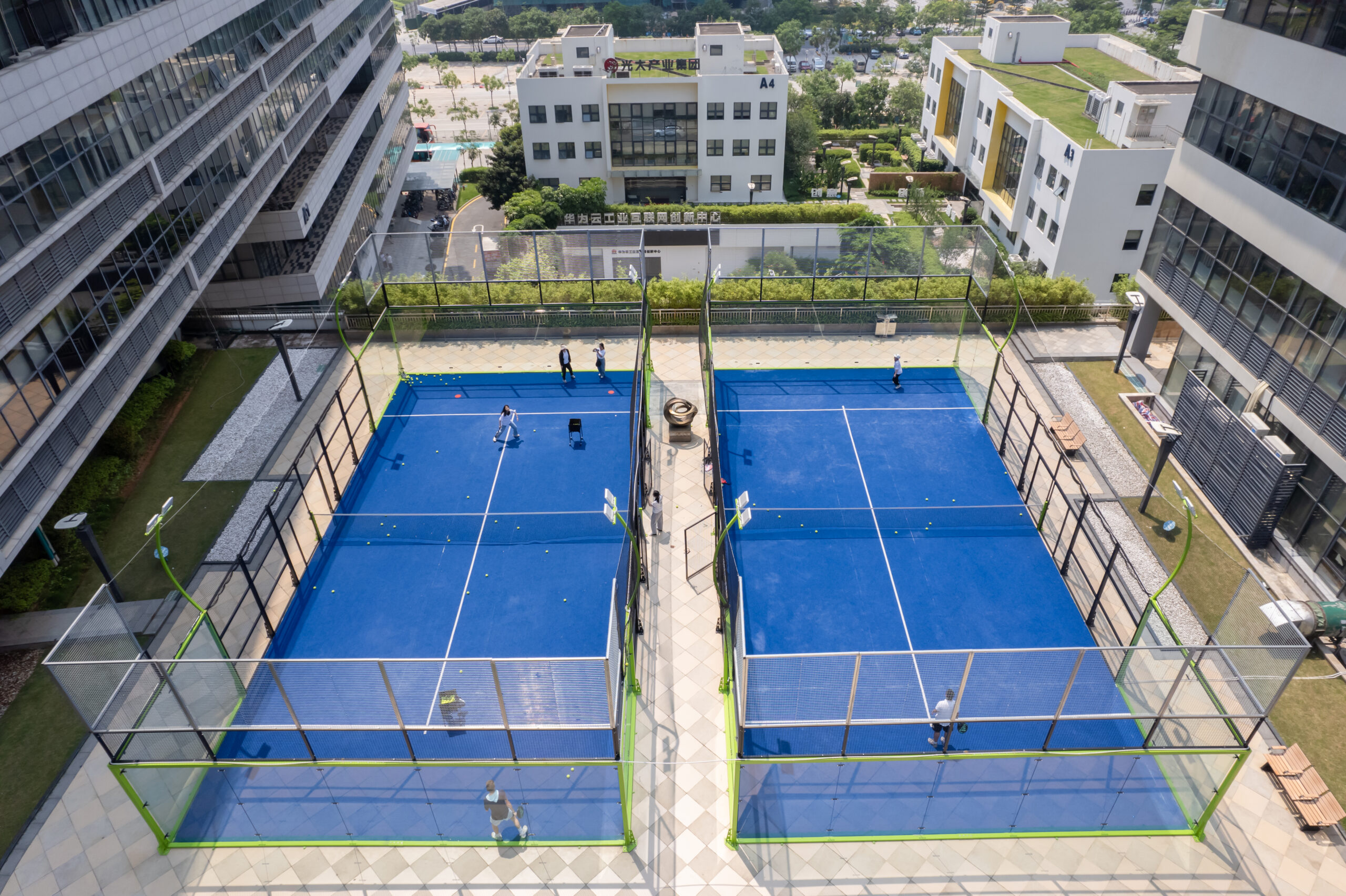 full panoramic padel court with glass walls modern design and professional layout
