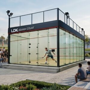 Single Transparent Squash Courts Balance Spectator Viewing and Player Focus