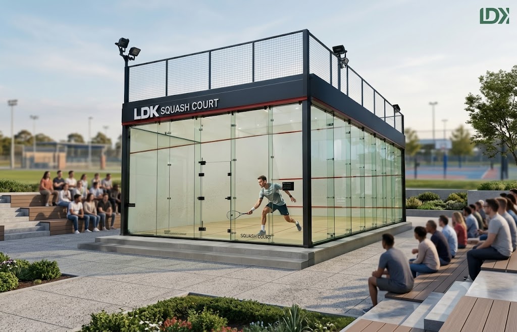 Single Transparent Squash Courts Balance Spectator Viewing and Player Focus
