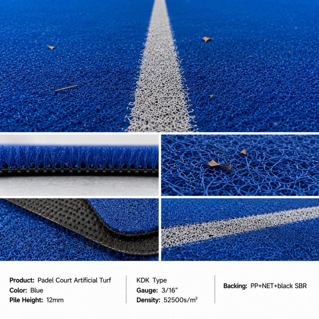 Traditional Fibrillated Padel Artificial Grass Photo Traditional straight-fiber grass requiring heavy sand infill