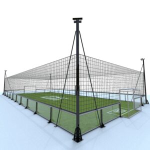 Front view of LDK cage football field, 4m total height wire mesh fencing, standard size 45x85ft mini soccer court system