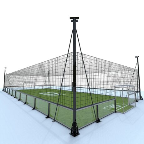 Front view of LDK cage football field, 4m total height wire mesh fencing, standard size 45x85ft mini soccer court system