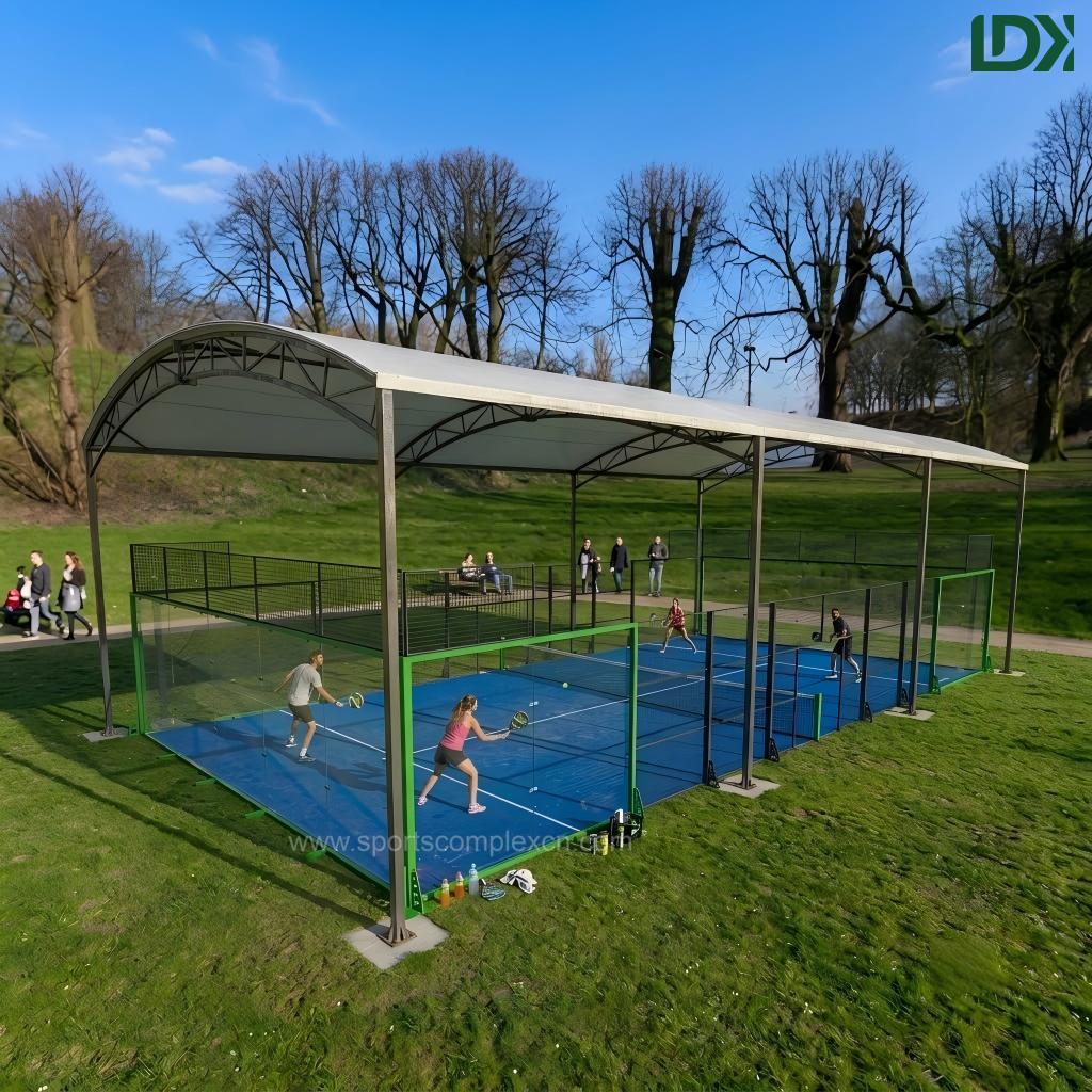 outdoor covered panoramic padel court project