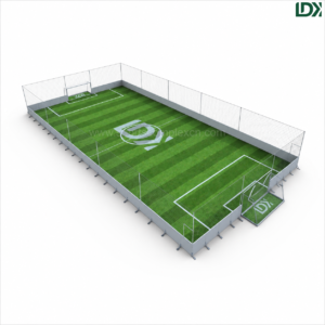 3D rendering of a modular portable soccer cage system