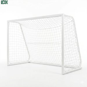 front view of portable aluminum soccer goal with net
