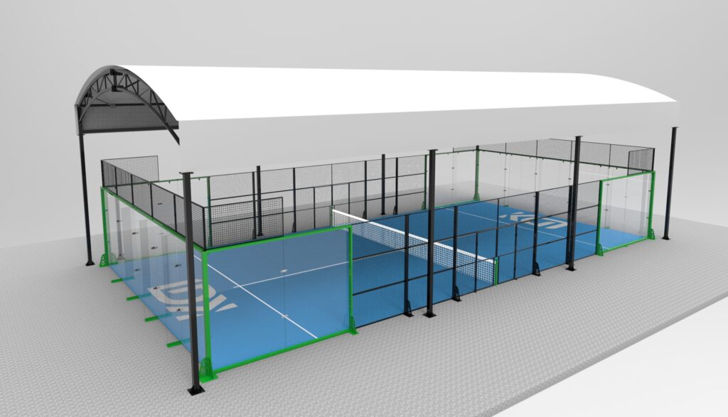 Outdoor Padel Court with Roof Heavy-duty steel frame padel court canopy for all-weather court protection