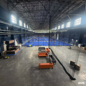 Russia indoor padel court installation by LDK with professional LED lighting system and panoramic glass structure