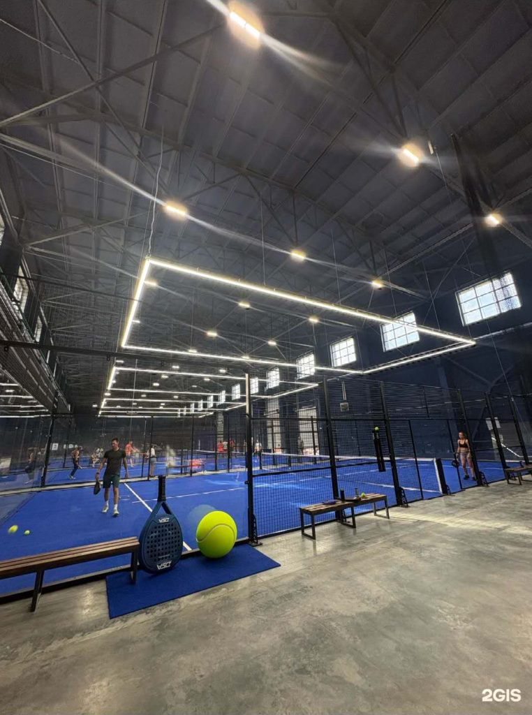 Completed LDK indoor panoramic padel court project in Russia for a commercial sports facility