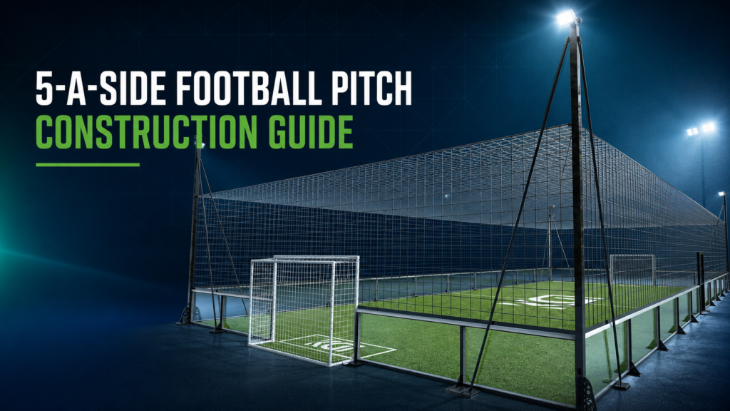 5-a-side football pitch construction guide with enclosed soccer cage