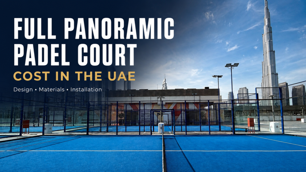 Full panoramic padel court in Dubai with Burj Khalifa skyline