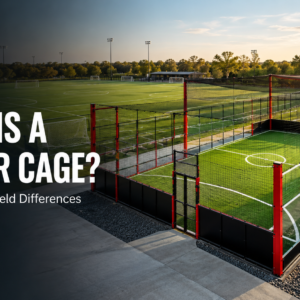 Comparison between an enclosed soccer cage and a standard soccer field