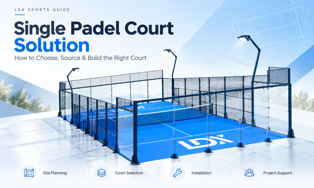 Single padel court solution with site planning, court selection, installation and project support