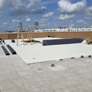 Rooftop site and court materials prepared for a panoramic padel court project in Israel.