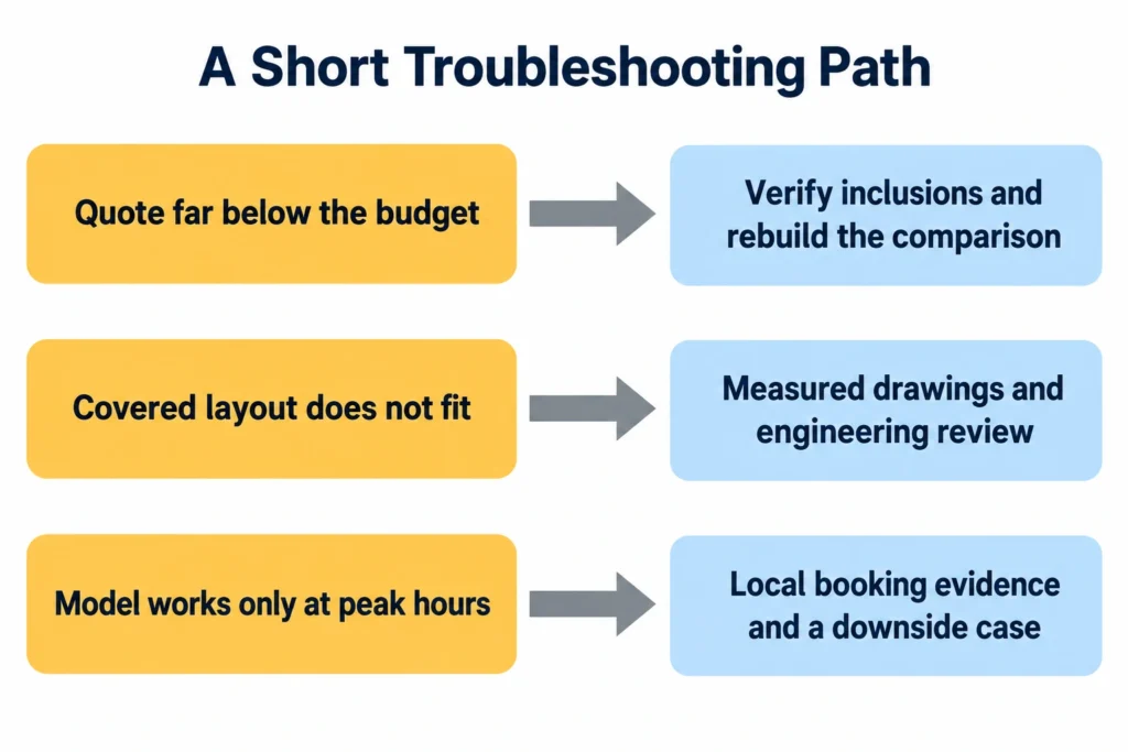 Padel court budget warning signs and buyer checks.