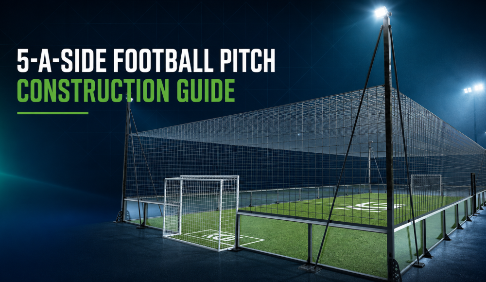 5-a-side football pitch construction guide with enclosed soccer cage