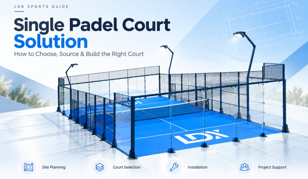 Single padel court solution with site planning, court selection, installation and project support